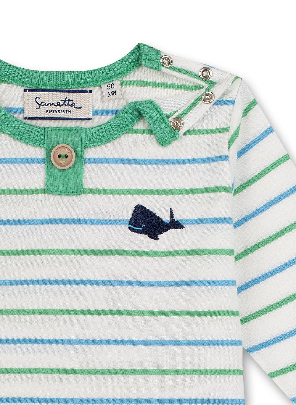 Sanetta Jungen-Shirt langarm Off-White Ringel Little Whale Muttertagsangebot