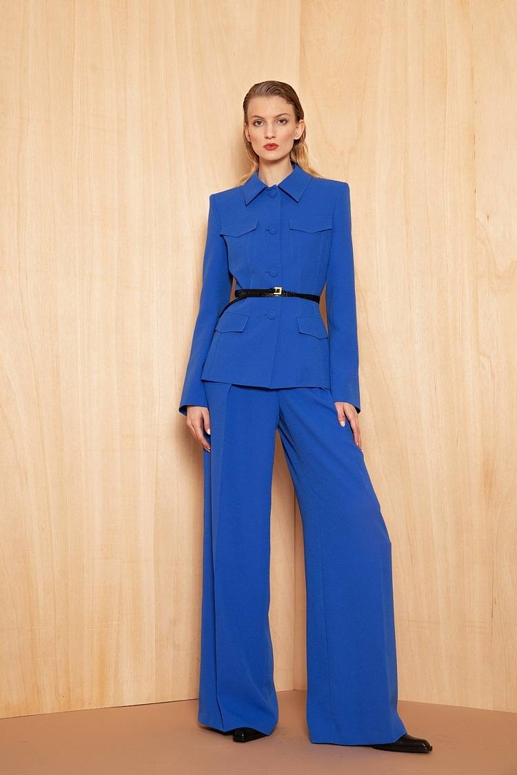 ﻿Sly 010 Einreihiger Blazer mit Pattentaschen aus Crêpe-Envers-Satin Rabatte dieses Monats