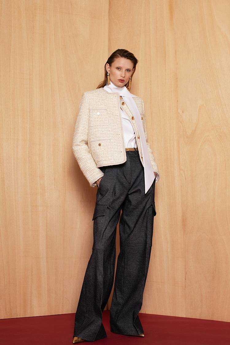 Sly 010 Kurze Tweedjacke mit aufgesetzten Taschen Günstiger Verkauf