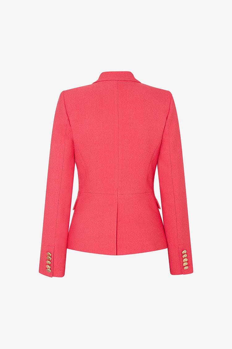 Sly 010 Kurzer doppelreihiger Blazer mit Goldknöpfen aus Crêpe-Envers-Satin Speichern exportieren