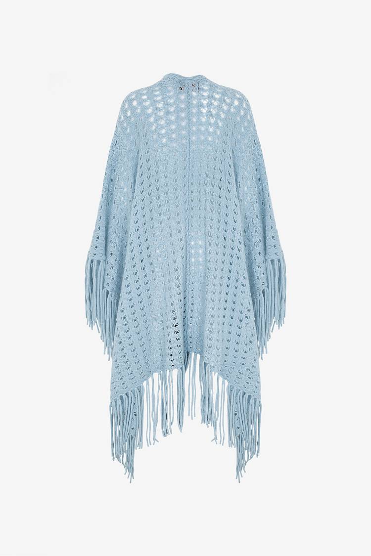 Sly 010 Kaschmir-Seiden Poncho mt Fransen Begrenztes Angebot