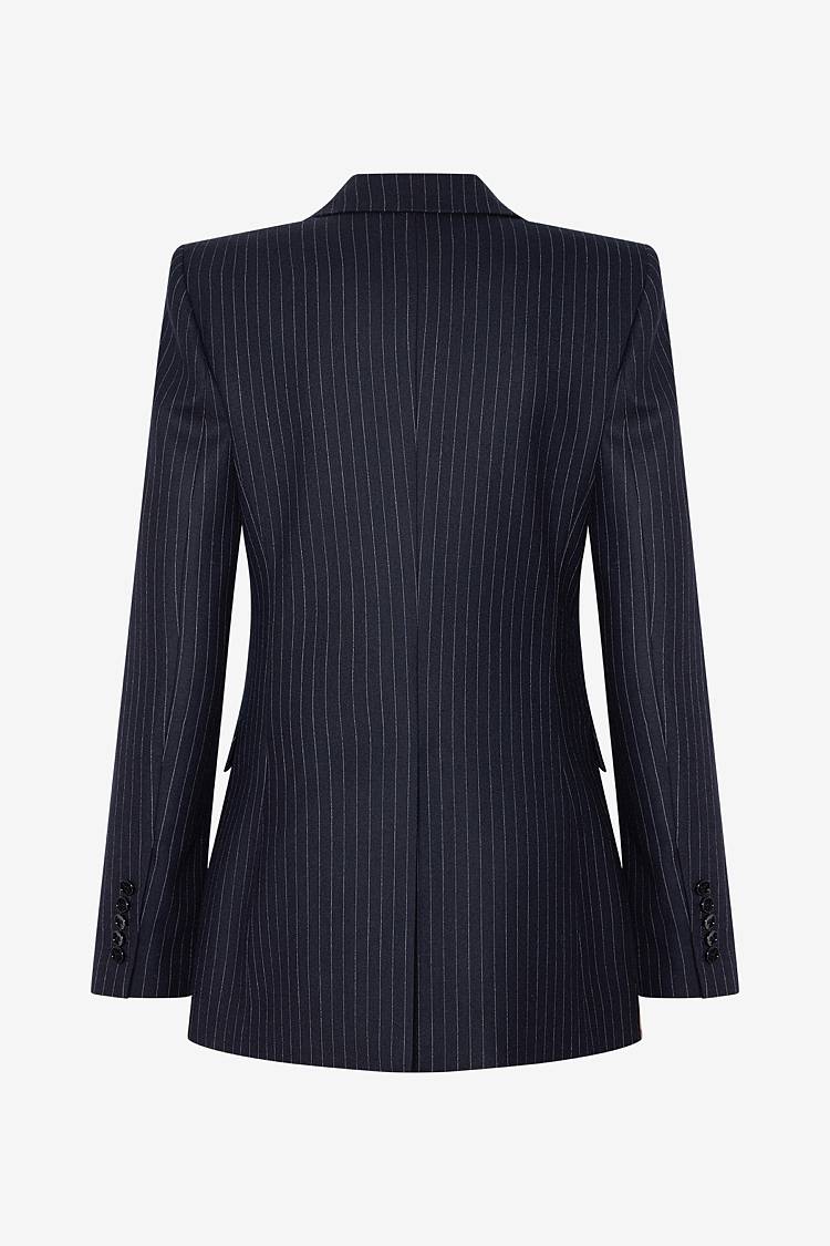 Sly 010 Taillierter Einknopf-Nadelstreifen-Blazer aus Wolle Weihnachtsangebot