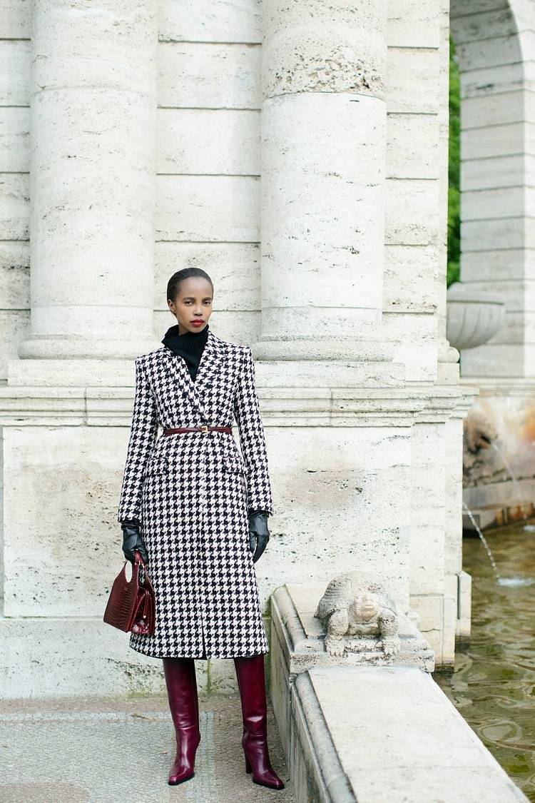 Sly 010 Tailored Coat with Houndstooth Pattern Valentinstagsangebot