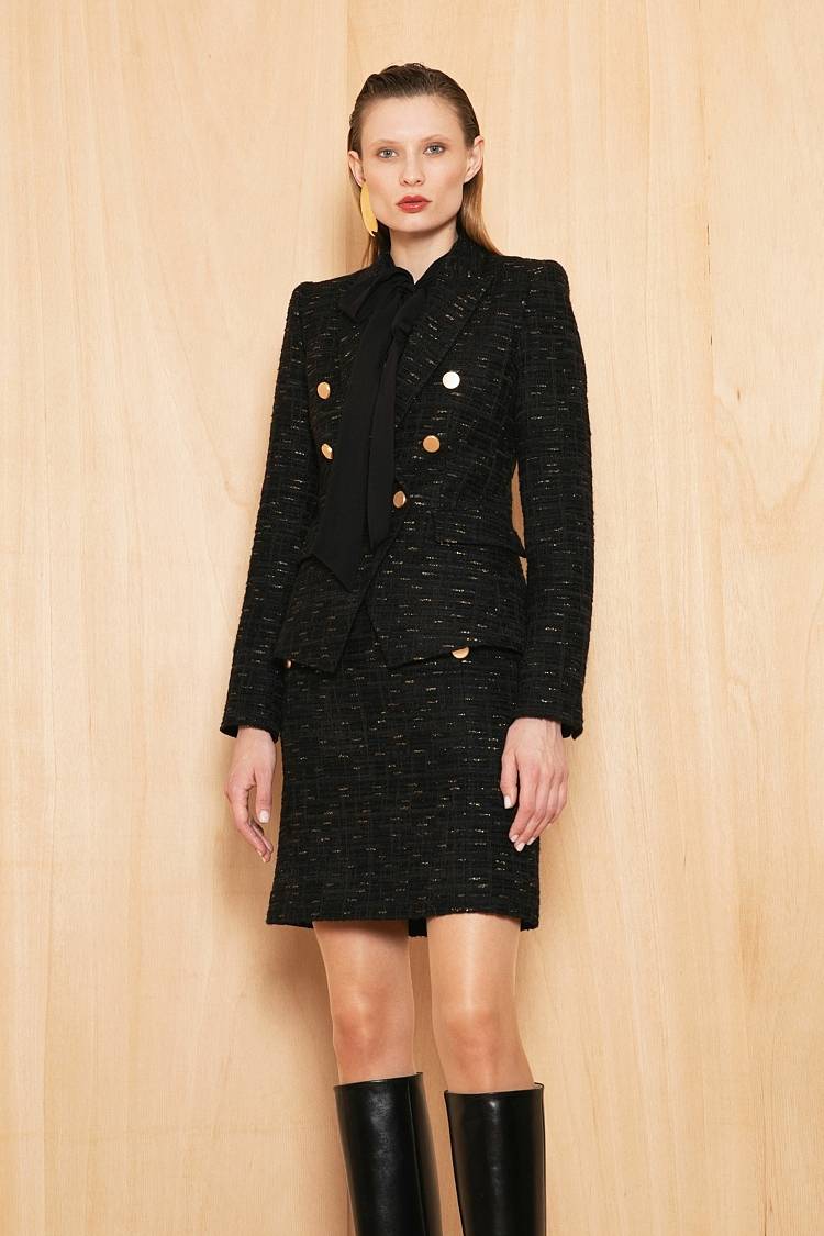 Sly 010 Hoch taillierter Tweed-Minirock Letzter Tag