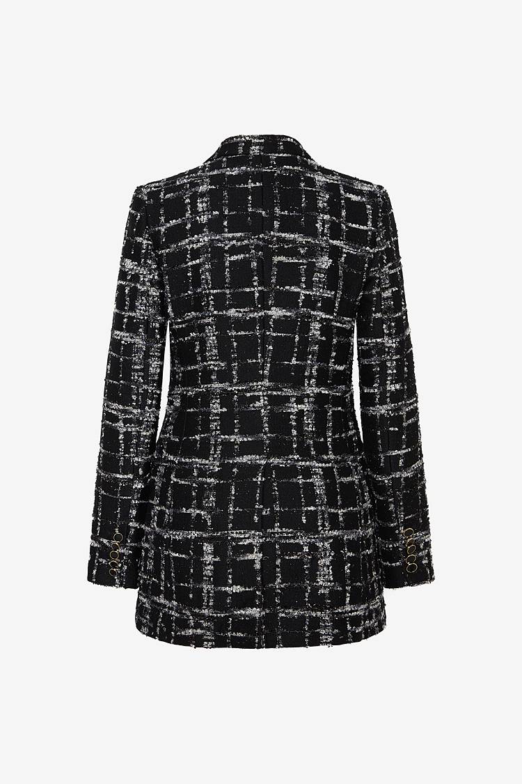 Sly 010 Doppelreihiger Tweed-Blazer mit Emailleknöpfen Super Rabatt