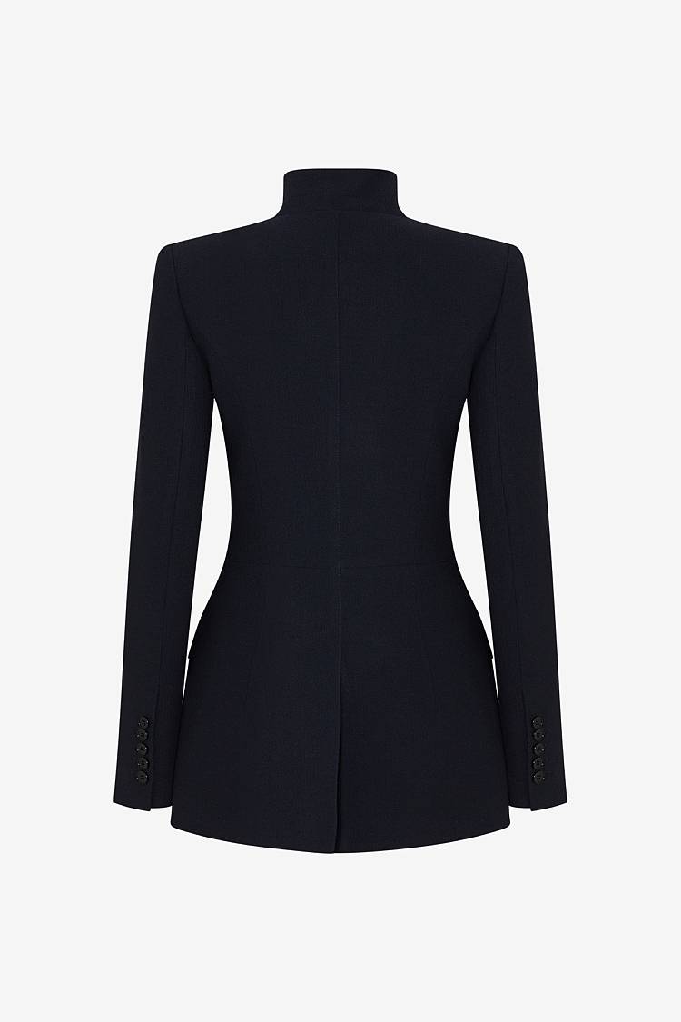 Sly 010 Taillierter Blazer mit Pattentaschen aus Viskose-Crêpe Black Friday Preise
