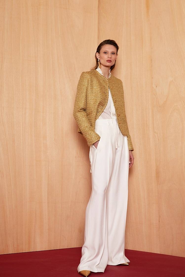 Sly 010 Kurze Jacke aus funkelndem Tweed Kostenloser Versand