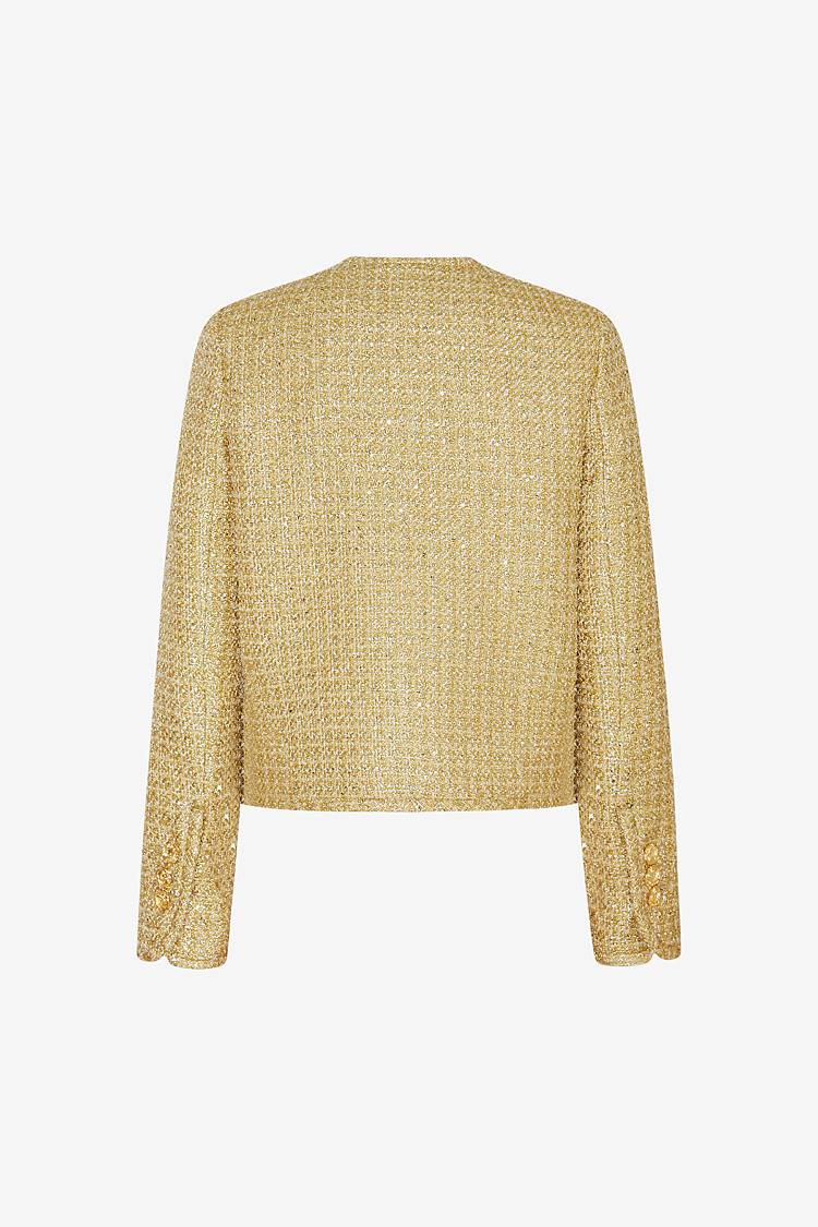Sly 010 Kurze Jacke aus funkelndem Tweed Kostenloser Versand