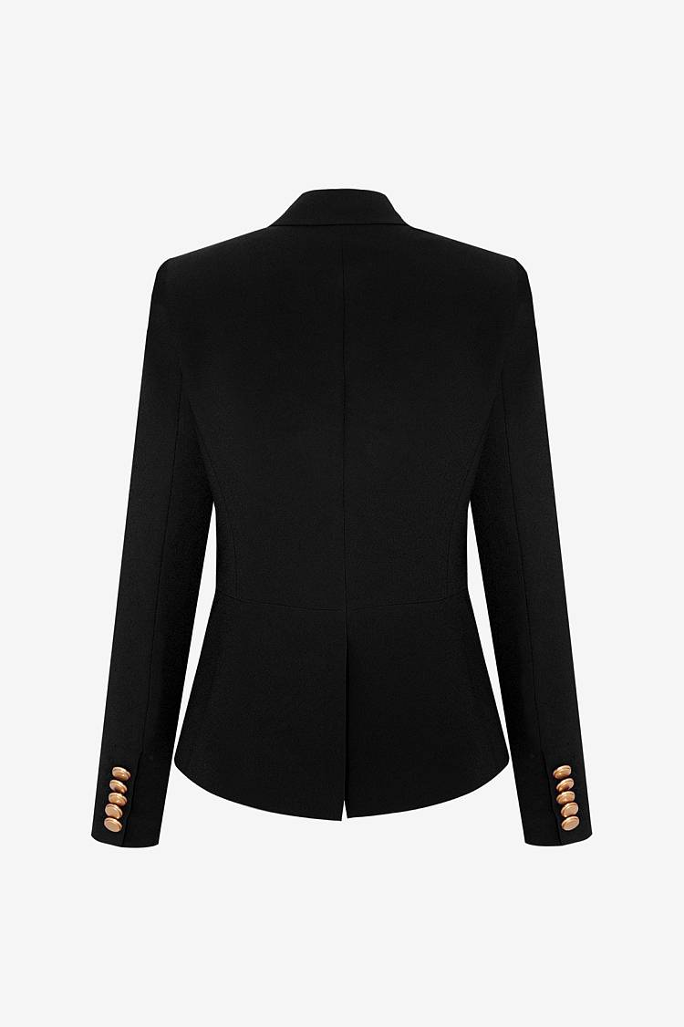 Sly 010 Kurzer doppelreihiger Blazer mit Goldknöpfen aus Crêpe-Envers-Satin Saisonale Angebote