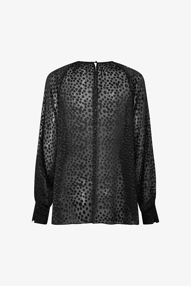 Sly 010 Polka Dot Bluse mit gerüschtem Halsausschnitt Riesige Ersparnisse