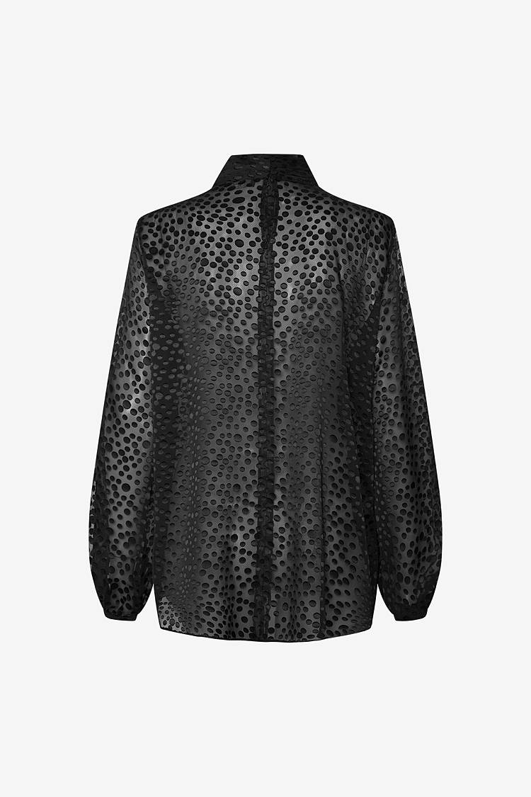 Sly 010 Polka Dot Bluse mit drapiertem Stehkragen Tiefpreis