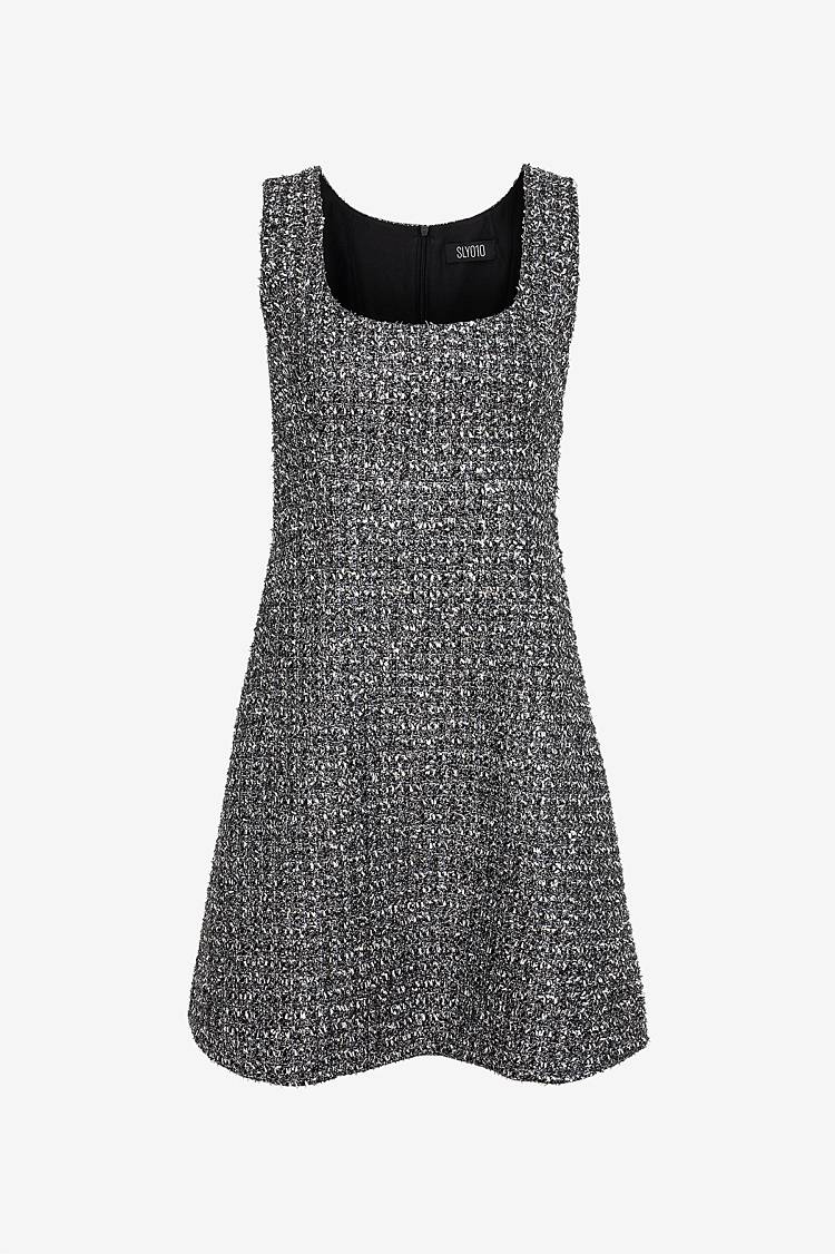 Sly 010 Feminines Kleid aus glitzerndem Tweed Muttertagsangebot