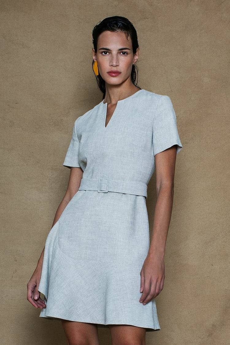Sly 010 Kurzärmliges Kleid aus Viskose-Leinen Begrenzt auf 3 Tage