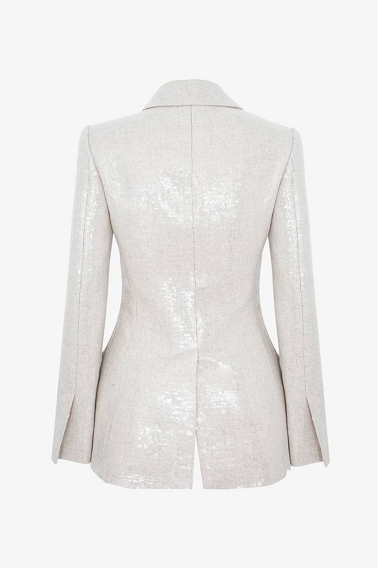 Sly 010 Taillierter Blazer mit Pailettem aus Leinengemisch Black Friday Preise