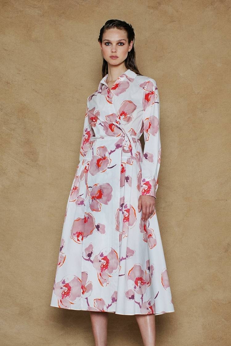 Sly 010 Midi-Wickelkleid aus Baumwolle mit Blumendruck Im Verkauf