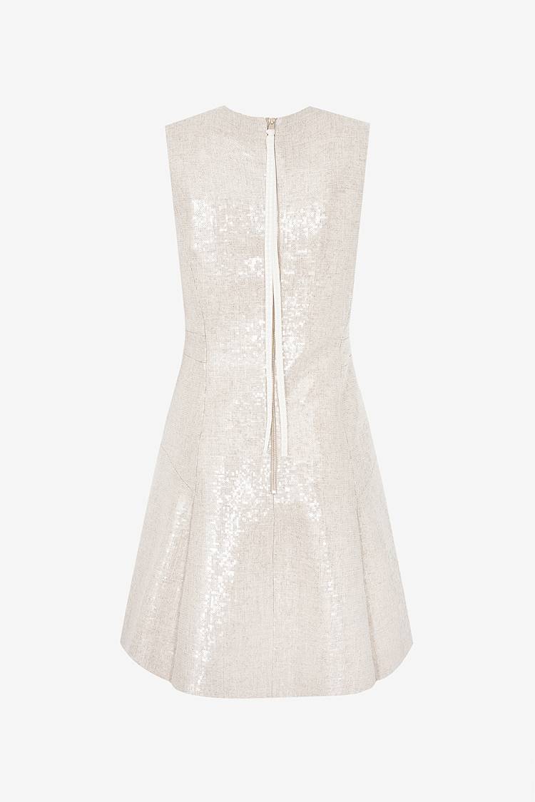 Sly 010 Ärmelloses Pailettenkleid aus Viskose-Leinen-Mix zollfrei