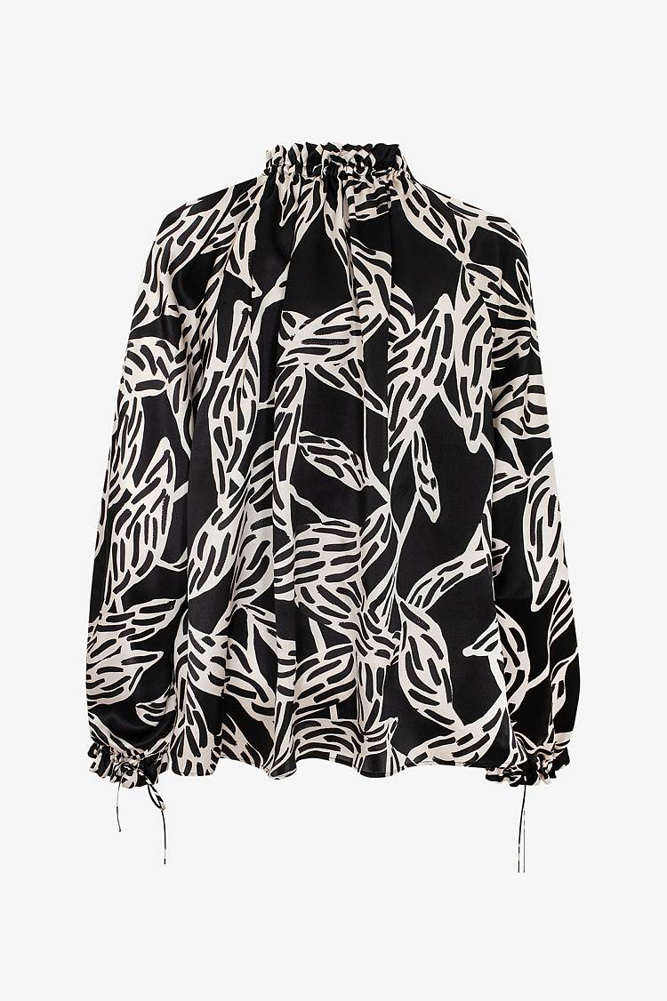 Sly 010 Seidenbluse mit gekräuseltem Kragen Saisonale Angebote