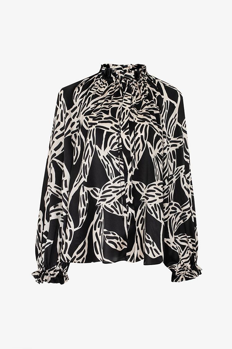 Sly 010 Seidenbluse mit gekräuseltem Kragen Saisonale Angebote