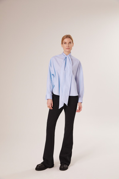Sosue Bow Blouse Blue Stripes Hotsell