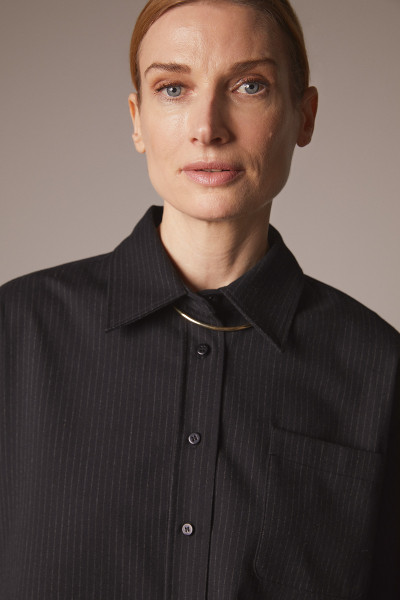 Sosue Pinstripe Blouse Black Begrenztes Angebot
