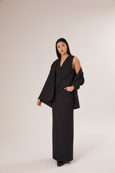 Sosue Pinstripe Skirt Black Online Shopping