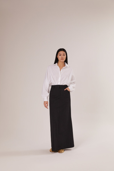 Sosue Pinstripe Skirt Black Online Shopping