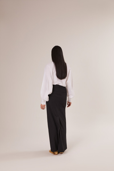 Sosue Pinstripe Skirt Black Online Shopping