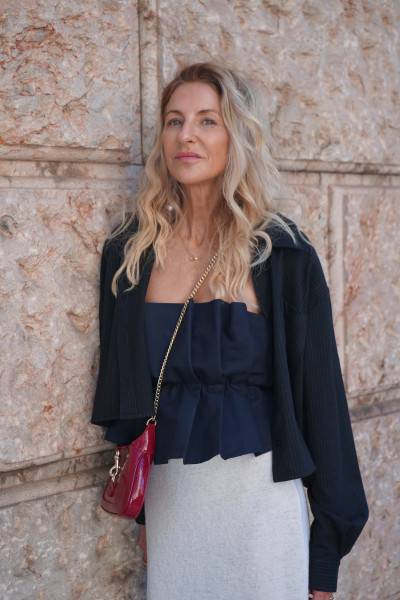 Sosue Pleat top Navy Vatertagsangebot