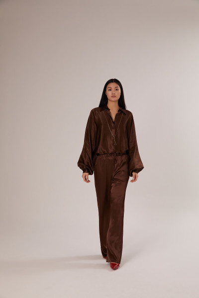Sosue Pants Satin Shiny Brown Neuheiten