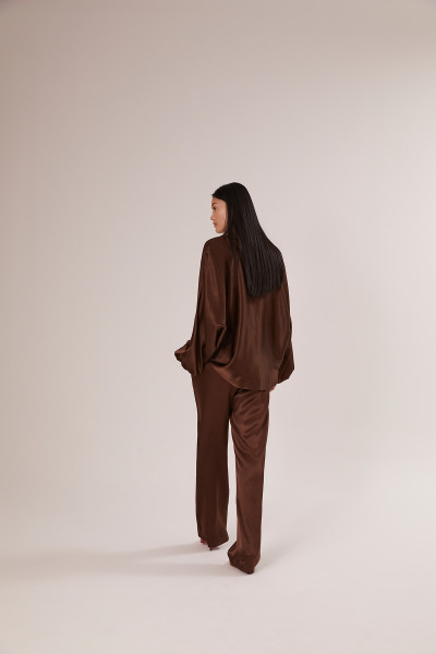 Sosue Pants Satin Shiny Brown Neuheiten