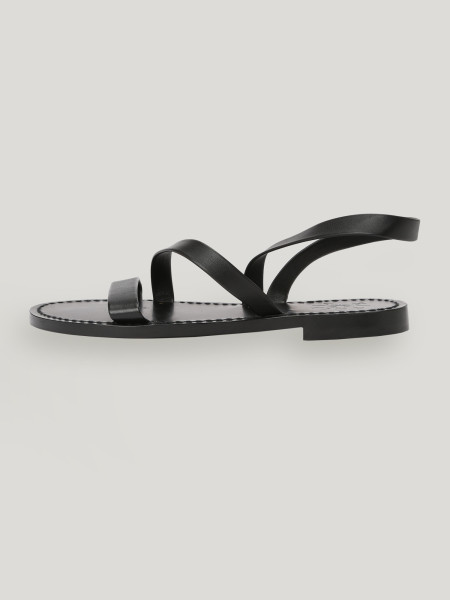 Sosue Flache Sandalen aus Leder Black NEW Online