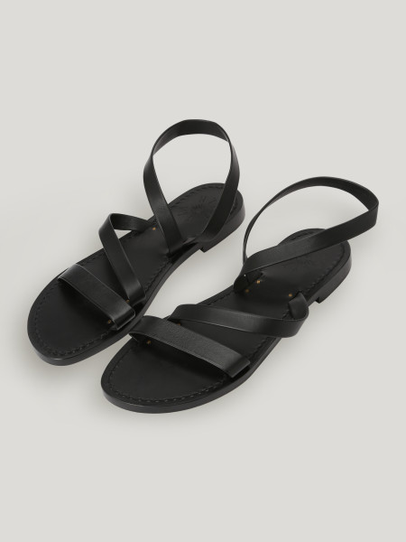 Sosue Flache Sandalen aus Leder Black NEW Online