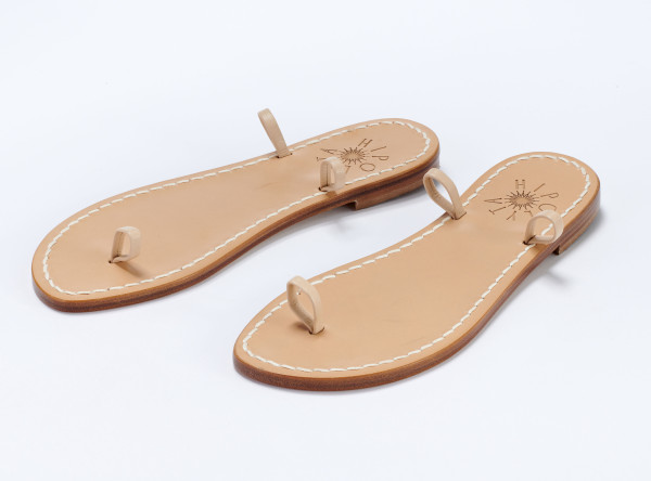 Sosue Flache Sandalen aus Leder-beige-rosa Auslauf