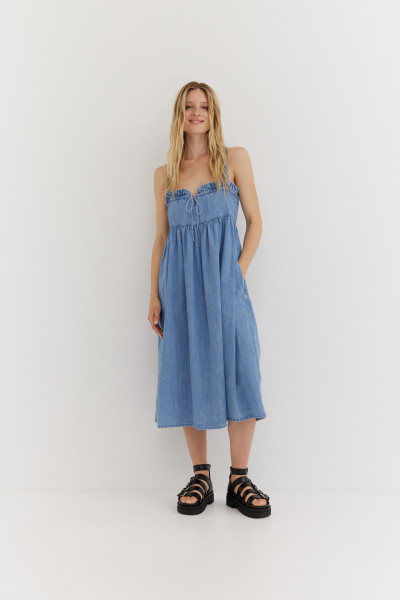 Sosue Dress Laura Denim Schlussverkauf