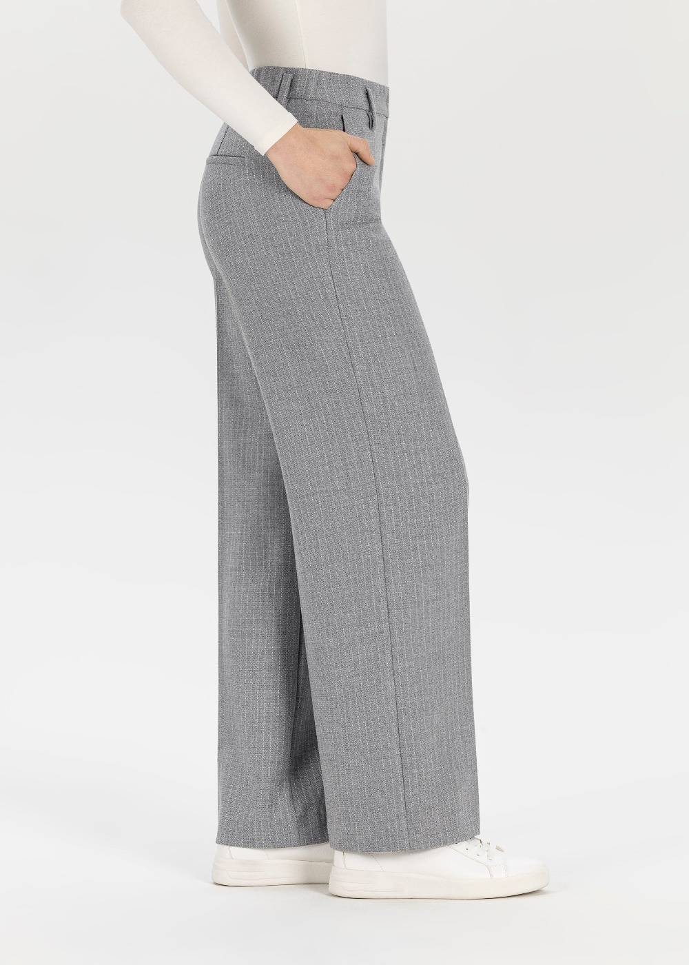 Stehmann Weite Hose Felicia in Pinstripe Wollmischung Fabrikpreis