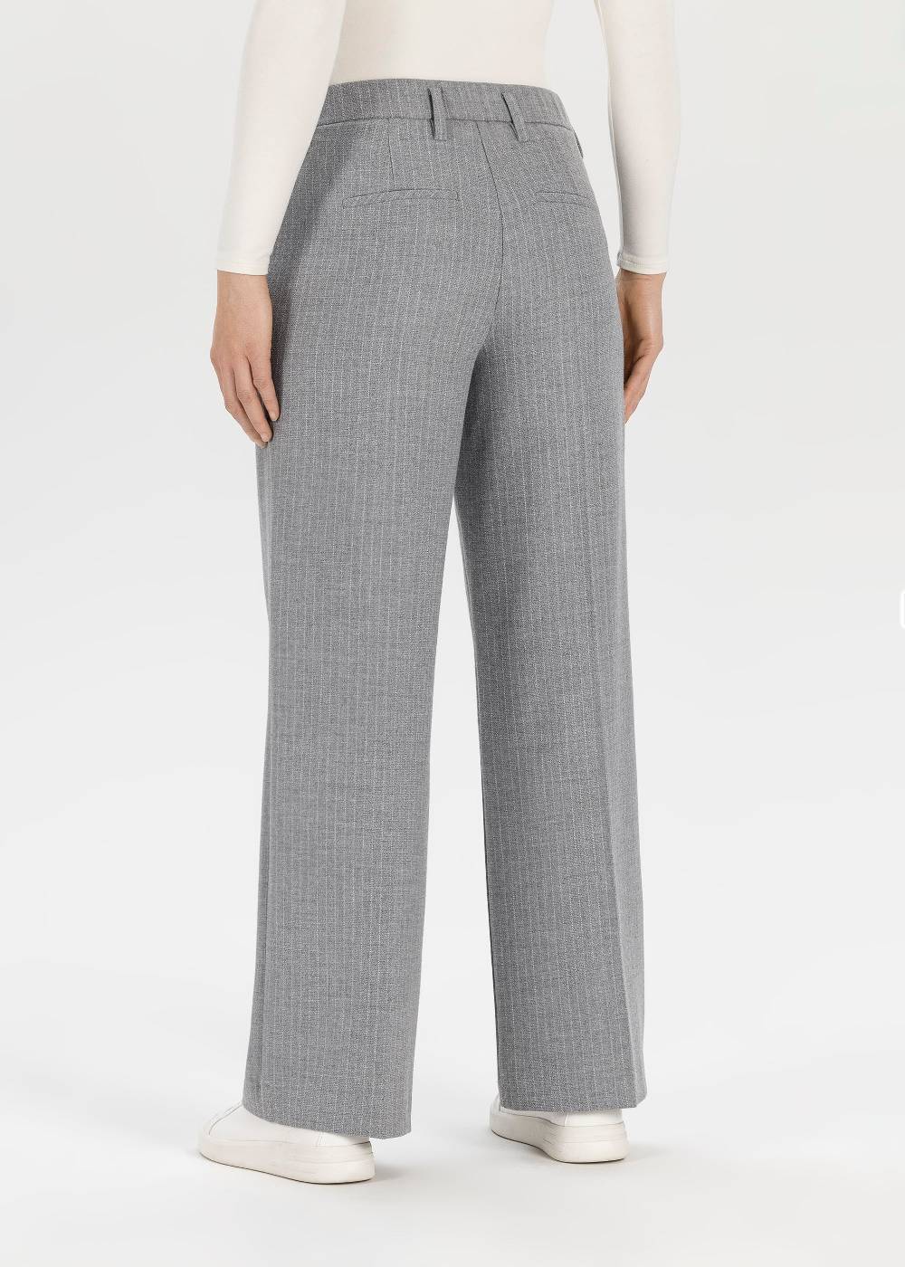 Stehmann Weite Hose Felicia in Pinstripe Wollmischung Fabrikpreis