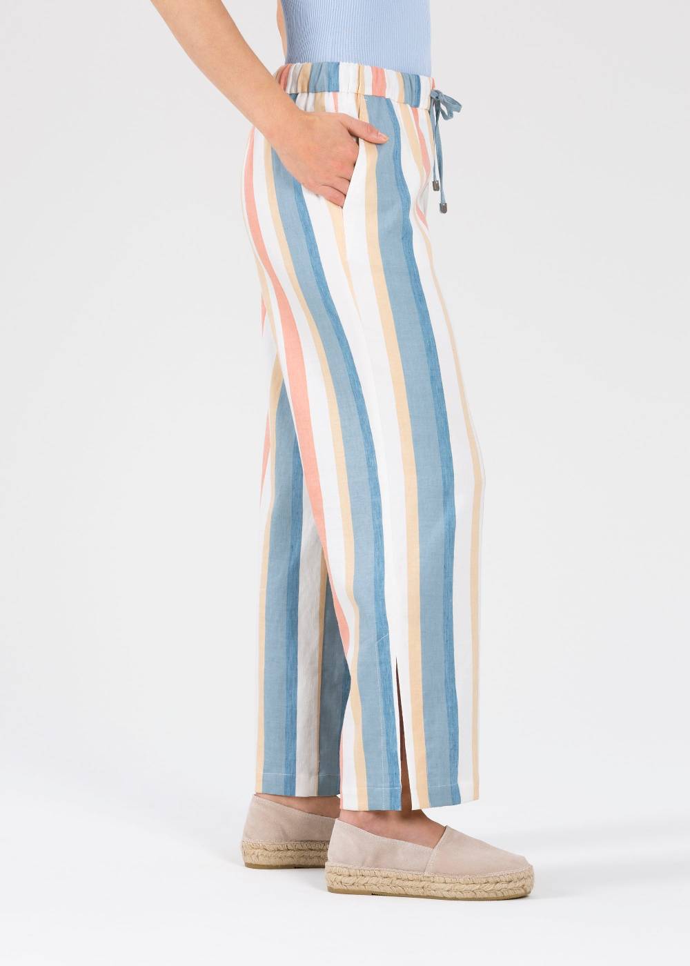 Stehmann 7/8-Streifenhose Katja in Sommerleinen Flash Sale
